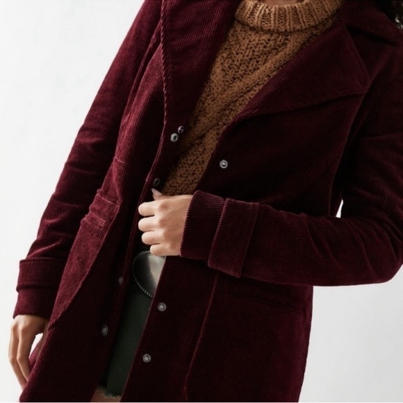 NWT Free People Lady Lane Collar Cord Jacket Coat Red Cream - Picture 10 of 11
